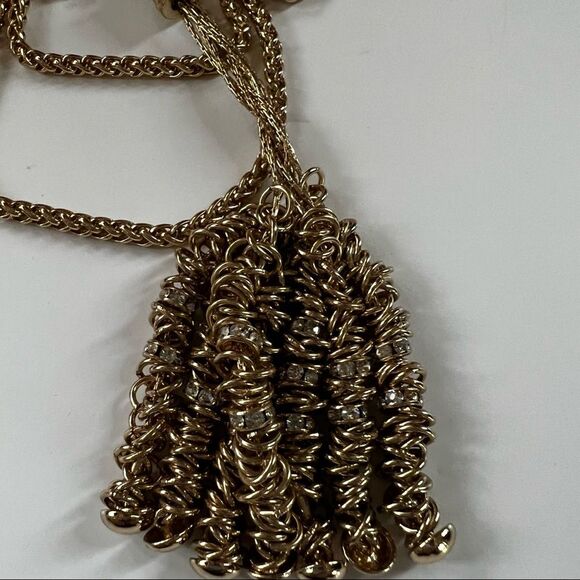 Dana Buchman Gold Tone Cubic Zirconia Stone Statement Necklace - Picture 6 of 8